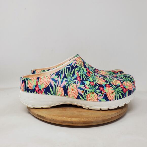 Dansko Kane Clogs Womens 40 Tropical Pineapple Flower Closed Toe Work Shoes - Picture 6 of 12